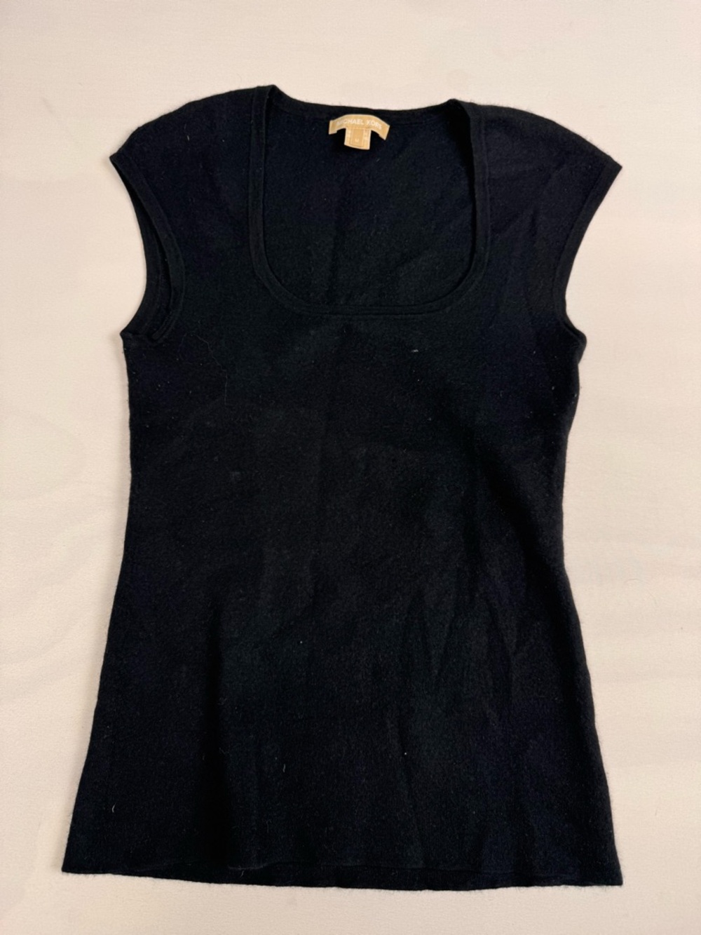 Michael Kors Fitted Scoop Neck Sleeveless Top 100% Cashmere Black Women’s M